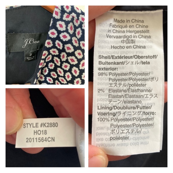 A-Line J. Crew Dress Size 2 Navy Silver Red - Picture 6 of 11